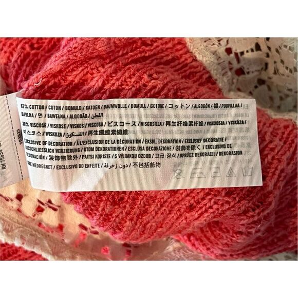 Hollister Crew Neck Pink Sweater Lace Shirttail Open Weave Modern sz Small - Picture 9 of 10